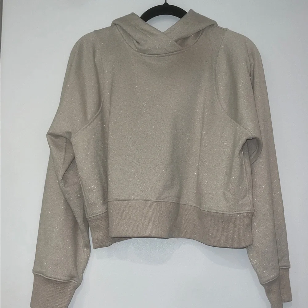 Lululemon Loungeful Hoodie- cropped. Bone/ gold glitter sparkle- EUC